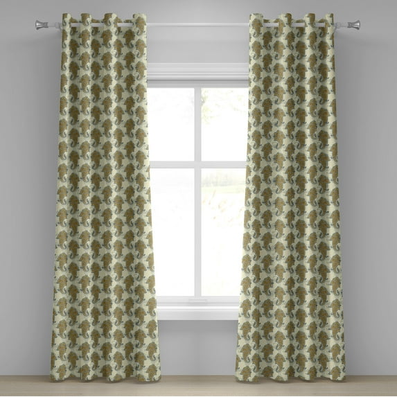 Ambesonne Bohemian Grommet Curtain, Boho Culture Leaf, 50" x 108", Mustard