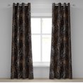 thumbnail image 1 of Ambesonne Bohemian Grommet Curtain, Earthy Retro Leaves Dots, 50"x84", Dark Taupe Grey and Ginger, 1 of 5