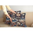 thumbnail image 1 of Ambesonne Bohemian Night Throw Pillow Cover Pack of 2, Psychic Ethnic Waves, 2 Pcs-40"x40", Blue Eggshell and Dark Salmon, 1 of 5