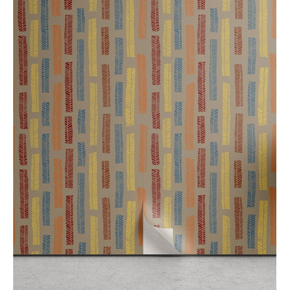 Ambesonne Bohemian Peel & Stick Wallpaper for Home, Hippie Funky Style Leafage, 13"x36", Multicolor