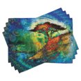thumbnail image 1 of Ambesonne Bohemian Place Mats Set of 4, Eastern Grunge Trees, Standard Size, Multicolor, 1 of 6