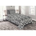 thumbnail image 1 of Ambesonne Bohemian Quilted Bedspread Set 2 Pcs, Scribble Ikat Art, Twin Size, White and Charcoal Grey, 1 of 3