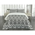 thumbnail image 1 of Ambesonne Bohemian Quilted Bedspread Set 3 Pcs, Scribble Ikat Art, King Size, White and Charcoal Grey, 1 of 5