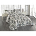 thumbnail image 1 of Ambesonne Bohemian Quilted Coverlet 2 Pcs, Feather Look Leaves Print, Twin Size, Warm Taupe Teal and Blue, 1 of 4