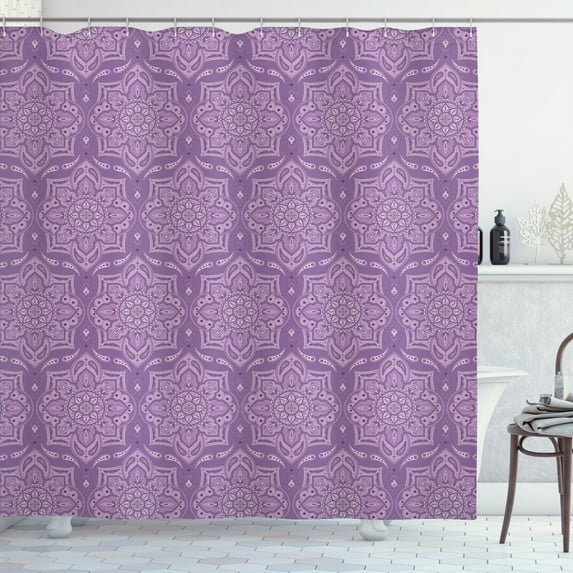 Ambesonne Bohemian Vintage Shower Curtain, Violet Sun Flower, 69"Wx75"L, Violet and Lilac