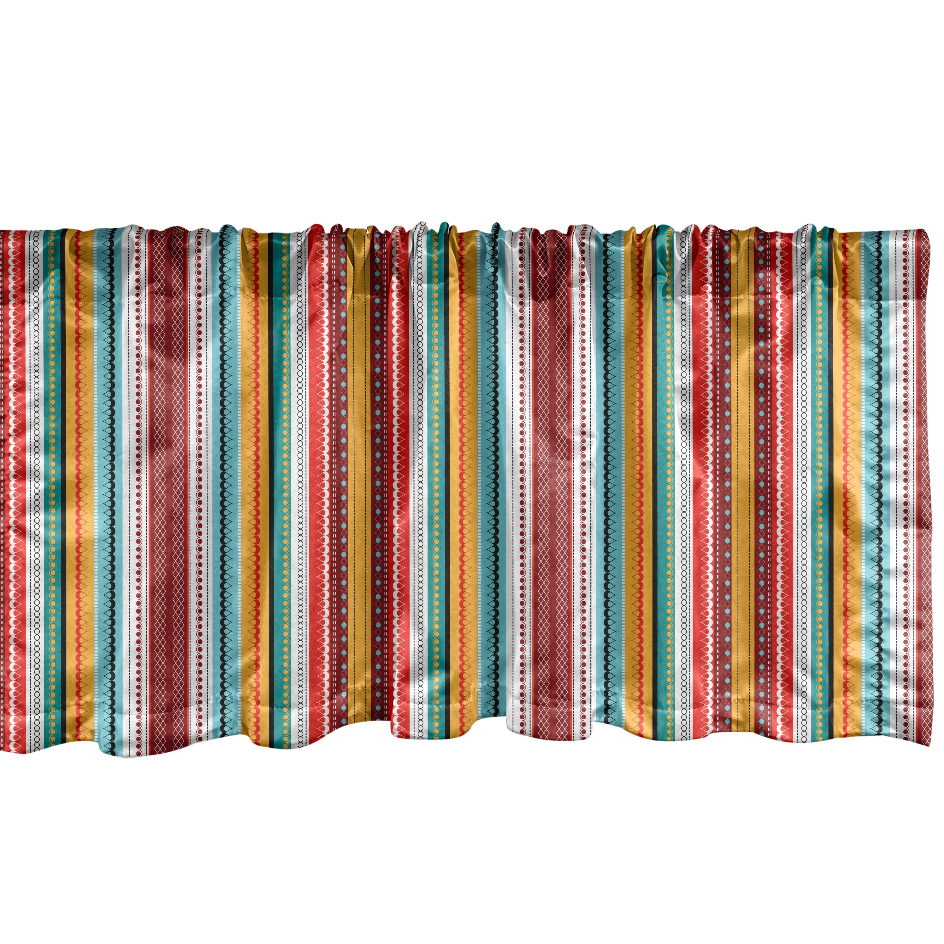 Multicolor Bohemian Striped Satin Rod Pocket Valance