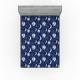 thumbnail image 1 of Ambesonne Boho Art Fitted Sheet, Crescent Art Moon Sun Boho, Queen Size, Night Blue White, 1 of 5