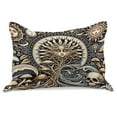 thumbnail image 1 of Ambesonne Boho Art Knitted Quilt Pillowcover, Occult Sun Skull Moon Wave, 30"x20", Blue Violet Pale Brown, 1 of 2