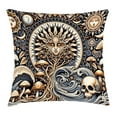 thumbnail image 1 of Ambesonne Boho Art Throw Pillow Cushion Cover, Occult Sun Skull Moon Wave, 28" X 28", Blue Violet Pale Brown, 1 of 2