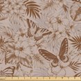 thumbnail image 1 of Ambesonne Boho Butterfly Fabric by the Yard Upholstery, Flowers Moths Leaves, 3 Yards, Pale Sepia Umber and Grey, 1 of 1
