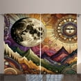 thumbnail image 1 of Ambesonne Boho Curtains 2 Panel Set, Sun and Moon Psychedelic Scene, 108" x 90", Indigo Reseda Green Beige, 1 of 2