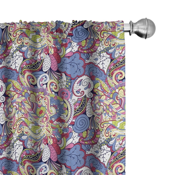 Ambesonne Boho Curtains, Colorful Oriental Motifs Art, Pair of 28"x84", Multicolor