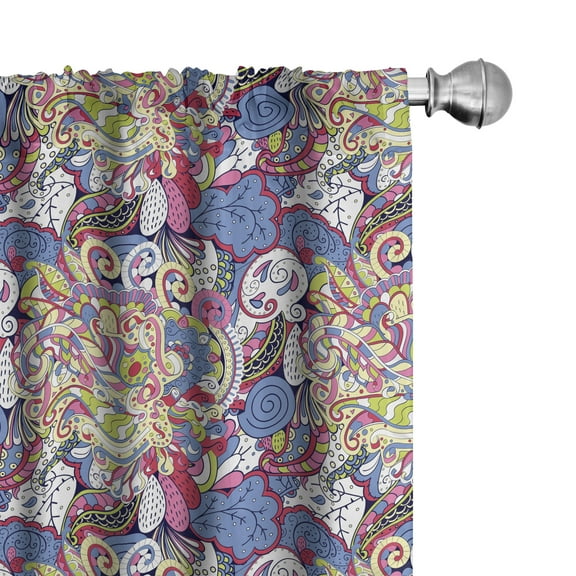 Ambesonne Boho Curtains, Colorful Oriental Motifs Art, Pair of 28"x95", Multicolor
