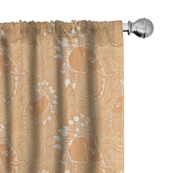 Ambesonne Boho Curtains, Feathers, Pair of 28"x84", Pale Orange White