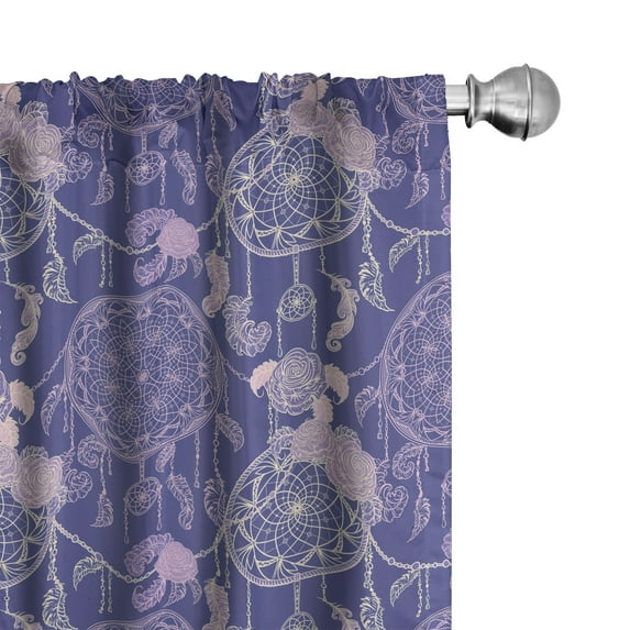 Ambesonne Boho Curtains, Floral Dreamcatchers, Pair of 28"x95", Lavender Dark Lavender