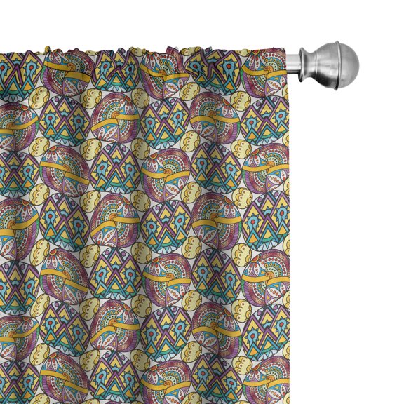 Ambesonne Boho Curtains, Motifs, Pair of 28"x84", Multicolor