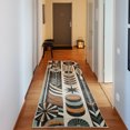 thumbnail image 1 of Ambesonne Boho Decorative Rug Carpet, Bohemian Geometric Leafy Art, 2' 5" x 7' 5", Pale Teal Dark Orange, 1 of 3