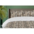 thumbnail image 1 of Ambesonne Boho Down Alternative Quilt Comforter, Ethnic Style Branches Folk Art, Full, Ecru Dark Brown Sepia, 1 of 5