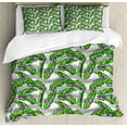 thumbnail image 1 of Ambesonne Boho Duvet Cover Set, Banana Leaves Design, 2-Calking, Pale Grey Hunter Green, 1 of 7