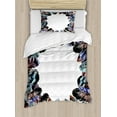 thumbnail image 1 of Ambesonne Boho Duvet Cover Set, Bird Feathers Circle Art, Twin, Mauve Black Blue, 1 of 3