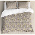 thumbnail image 1 of Ambesonne Boho Duvet Cover Set, Branches or Leaves Pattern, 2-Calking, Warm Taupe Pastel Yellow, 1 of 3