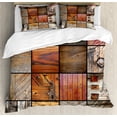 thumbnail image 1 of Ambesonne Boho Duvet Cover Set, Wooden Timber Door Key, 2-Calking, Chocolate Brown, 1 of 7