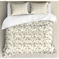 thumbnail image 1 of Ambesonne Boho Duvet Cover Sets, Botanical Nature Herbs Pattern, 2-Queen, Cream and Charcoal Grey, 1 of 3
