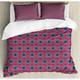 thumbnail image 1 of Ambesonne Boho Duvet Cover Sets, Oriental Style Blossom Leaves, 2-King, Hot Pink and Turquoise, 1 of 3
