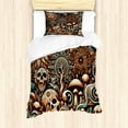 thumbnail image 1 of Ambesonne Boho Esoteric Duvet Cover Set, Hidden Woodland Skull, Twin, Cream Paprika Cadet Blue, 1 of 3