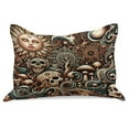 thumbnail image 1 of Ambesonne Boho Esoteric Knitted Quilt Pillowcover, Hidden Woodland Skull, 30"x20", Cream Paprika Cadet Blue, 1 of 2