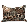 thumbnail image 1 of Ambesonne Boho Esoteric Knitted Quilt Pillowcover, Hidden Woodland Skull, 36"x20", Cream Paprika Cadet Blue, 1 of 2