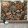 thumbnail image 1 of Ambesonne Boho Esoteric Tapestry Wall Hanging, Hidden Woodland Skull, 80"x60", Cream Paprika Cadet Blue, 1 of 1