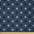 thumbnail image 1 of Ambesonne Boho Fabric by the Yard Microfiber, Monochrome Style Floral Layout, 3 Yards, Dark Lavender Pale Blue, 1 of 1