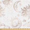 thumbnail image 1 of Ambesonne Boho Fabric by the Yard Upholstery, Moon Cloud Sun Characters Art, 2 Yards, Dark Khaki Blush and Grey, 1 of 5