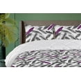 thumbnail image 1 of Ambesonne Boho Feathers Down Alternative Quilt Comforter, Japanese Fuzz Pattern, Full, Purple Charcoal Grey, 1 of 1