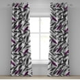 thumbnail image 1 of Ambesonne Boho Feathers Grommet Curtain, Japanese Fuzz Pattern, 50"x84", Purple Charcoal Grey, 1 of 1