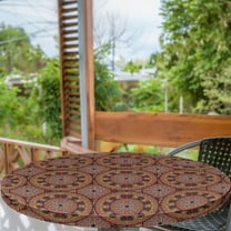 Ambesonne Boho Fitted Round Tablecloth, Colorful Peruvian, 36"- 40" Diameter, Multicolor