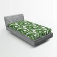 thumbnail image 1 of Ambesonne Boho Fitted Sheet, Banana Leaves Design, Twin Size, Pale Grey Hunter Green, 1 of 3