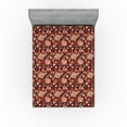 thumbnail image 1 of Ambesonne Boho Fitted Sheet, Botanical Roses Leaves Ethno, Full Size, Burgundy Marigold and Indigo, 1 of 5
