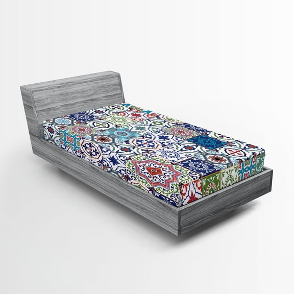 Ambesonne Boho Fitted Sheet, Elements Floral, Twin Size, Multicolor