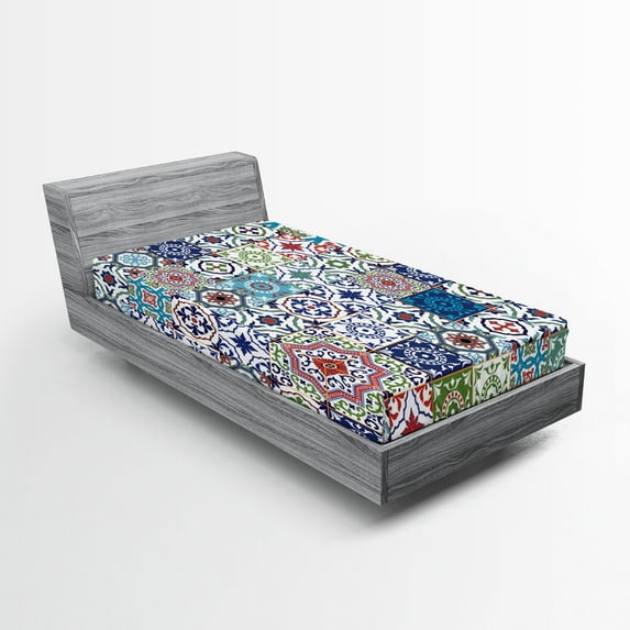 Ambesonne Boho Fitted Sheet, Elements Floral, Twin Size, Multicolor