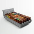 thumbnail image 1 of Ambesonne Boho Fitted Sheet, Map on Plank, Twin XL Size, Multicolor, 1 of 3