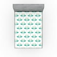 thumbnail image 1 of Ambesonne Boho Fitted Sheet, Minimnal Theme Flowers Lotus, Full Size, Dark Seafoam Reseda Green, 1 of 5