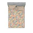 thumbnail image 1 of Ambesonne Boho Fitted Sheet & Pillow Sham Set, Abstract Feather Wave, Calking, Multicolor, 1 of 2