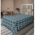 thumbnail image 1 of Ambesonne Boho Flat Sheet, Flower Motif Squares, TwinXL Size, Pale Orange Night Blue, 1 of 1