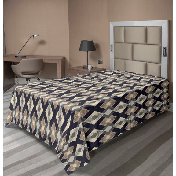 Ambesonne Boho Flat Sheet, Ikat Style, Twin Size, Multicolor