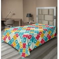 thumbnail image 1 of Ambesonne Boho Flat Sheet, Theme Colorful Petal, TwinXL Size, Red Turquoise Yellow, 1 of 1