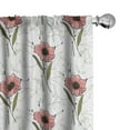 thumbnail image 1 of Ambesonne Boho Floral Curtains, Line Art Flowers Plot, Pair of 28"x63", Coral Pale Olive Green, 1 of 4