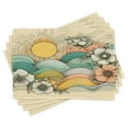 thumbnail image 1 of Ambesonne Boho Floral Place Mats Set of 4, Sunny Mid Century Waves, Standard Size, Mustard Seafoam Champagne, 1 of 5