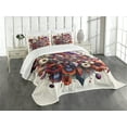 thumbnail image 1 of Ambesonne Boho Floral Quilted Bedspread Set 3 Pcs, Psychedelic Flowering, Queen Size, Eggshell Dark Pink Violet, 1 of 4